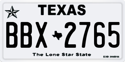 TX license plate BBX2765