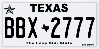 TX license plate BBX2777