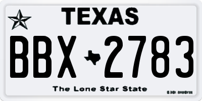 TX license plate BBX2783