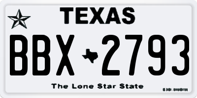 TX license plate BBX2793