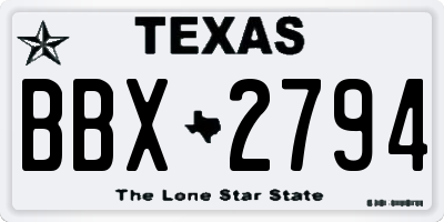 TX license plate BBX2794
