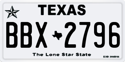 TX license plate BBX2796