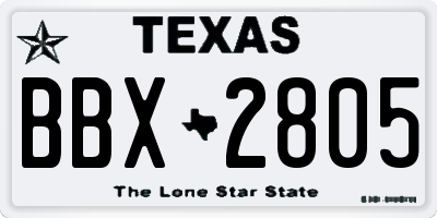 TX license plate BBX2805