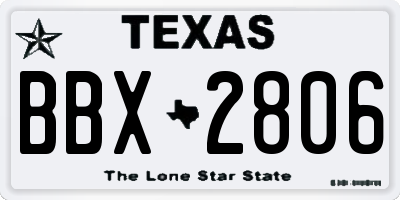 TX license plate BBX2806