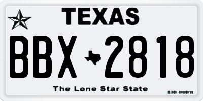 TX license plate BBX2818