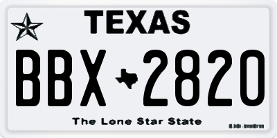 TX license plate BBX2820