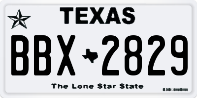 TX license plate BBX2829