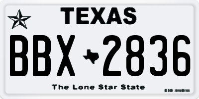 TX license plate BBX2836