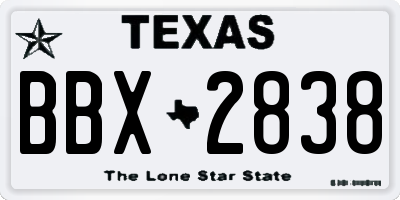 TX license plate BBX2838