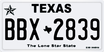 TX license plate BBX2839