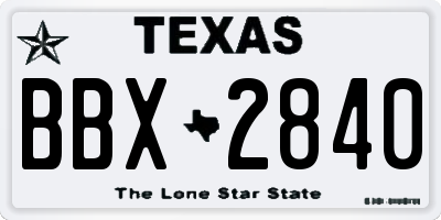 TX license plate BBX2840