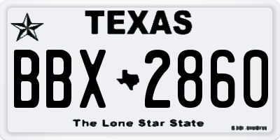 TX license plate BBX2860