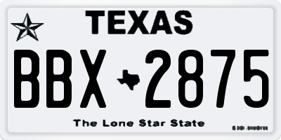 TX license plate BBX2875