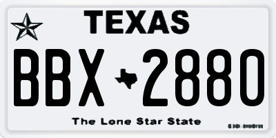 TX license plate BBX2880