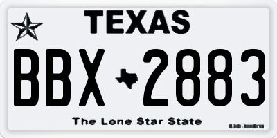 TX license plate BBX2883