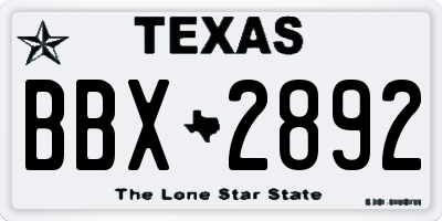 TX license plate BBX2892