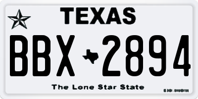 TX license plate BBX2894