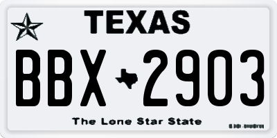 TX license plate BBX2903