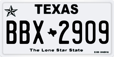 TX license plate BBX2909