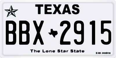 TX license plate BBX2915