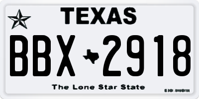 TX license plate BBX2918