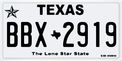 TX license plate BBX2919