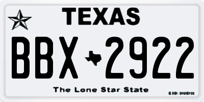 TX license plate BBX2922