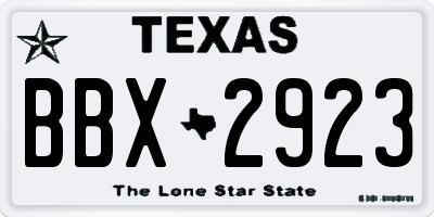 TX license plate BBX2923