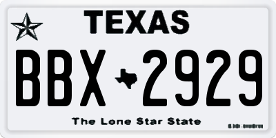 TX license plate BBX2929