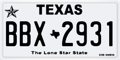 TX license plate BBX2931