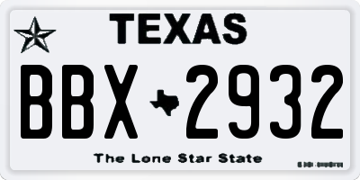 TX license plate BBX2932