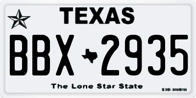 TX license plate BBX2935
