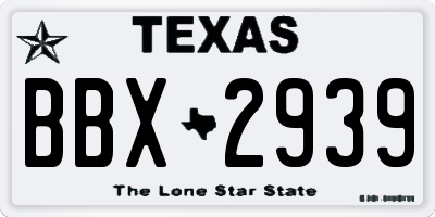 TX license plate BBX2939