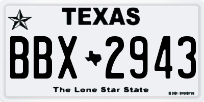 TX license plate BBX2943