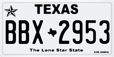 TX license plate BBX2953