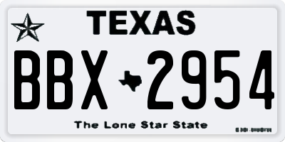 TX license plate BBX2954