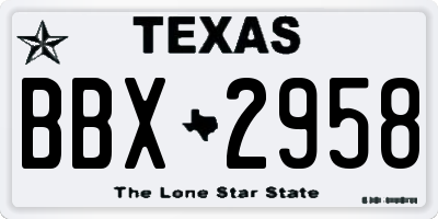 TX license plate BBX2958