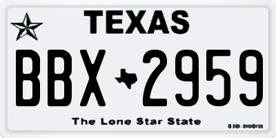 TX license plate BBX2959