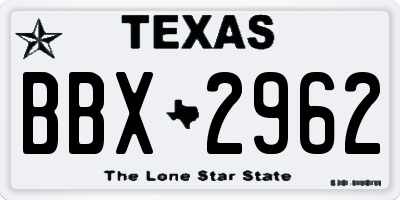 TX license plate BBX2962