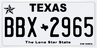 TX license plate BBX2965