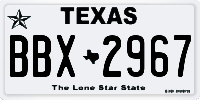 TX license plate BBX2967