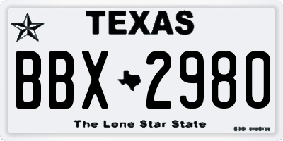 TX license plate BBX2980