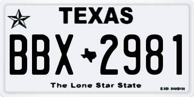 TX license plate BBX2981