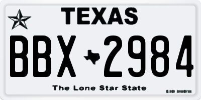 TX license plate BBX2984