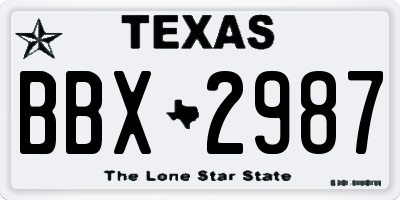 TX license plate BBX2987
