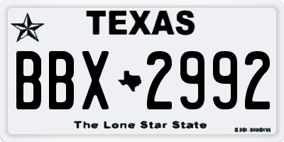 TX license plate BBX2992