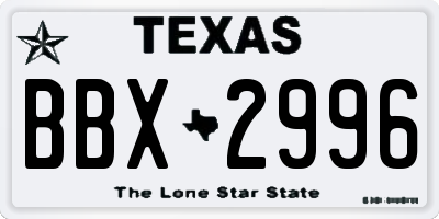 TX license plate BBX2996