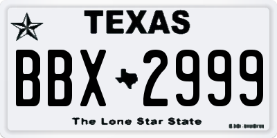 TX license plate BBX2999