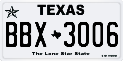 TX license plate BBX3006