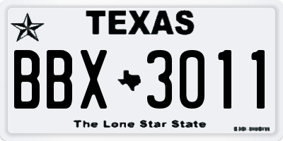 TX license plate BBX3011